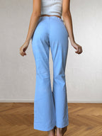 2000s blue flared tie-dye trousers