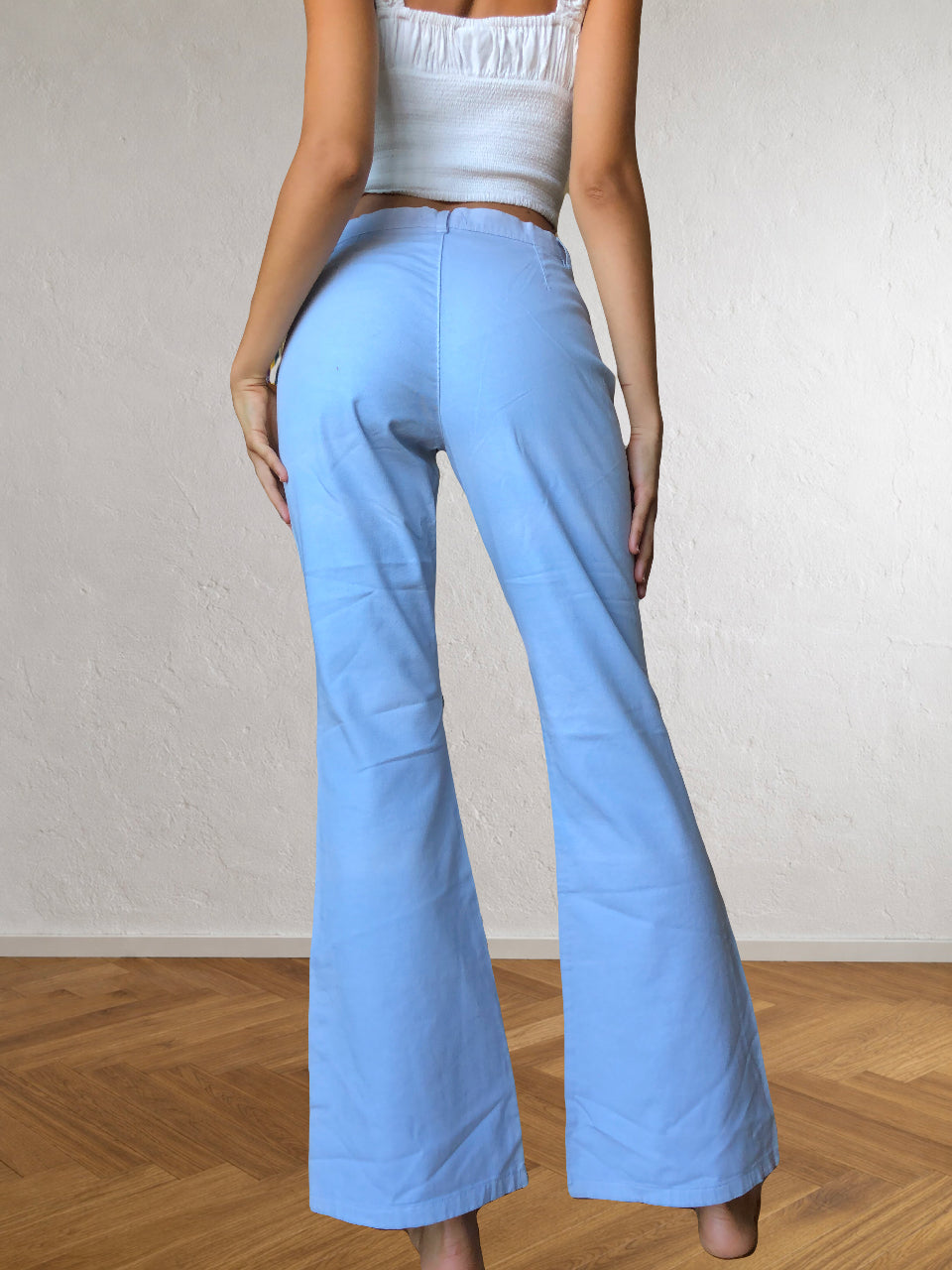 2000s blue flared tie-dye trousers