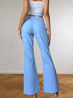 2000s blue flared tie-dye trousers