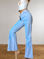2000s blue flared tie-dye trousers
