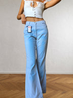 2000s blue flared tie-dye trousers