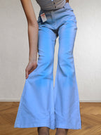 2000s blue flared tie-dye trousers