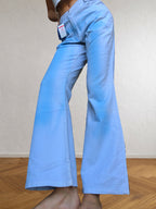 2000s blue flared tie-dye trousers