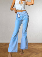 2000s blue flared tie-dye trousers