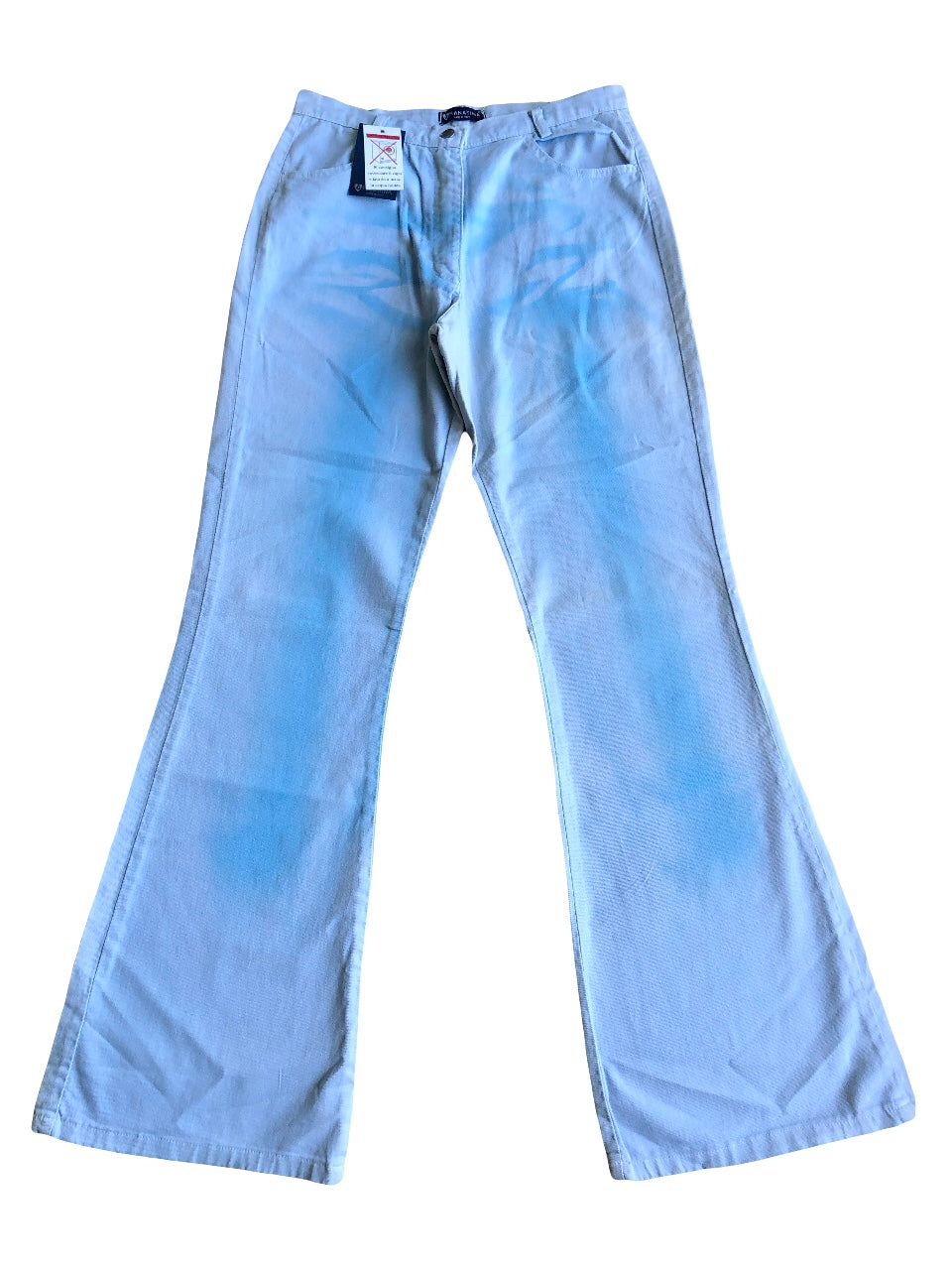 2000s blue flared tie-dye trousers