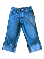 Jeans Capri con strass a forma di Scorpione