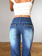 Jeans Vintage anni 2000 Blu sfumati. Zip posteriori