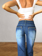Jeans Vintage anni 2000 Blu sfumati. Zip posteriori