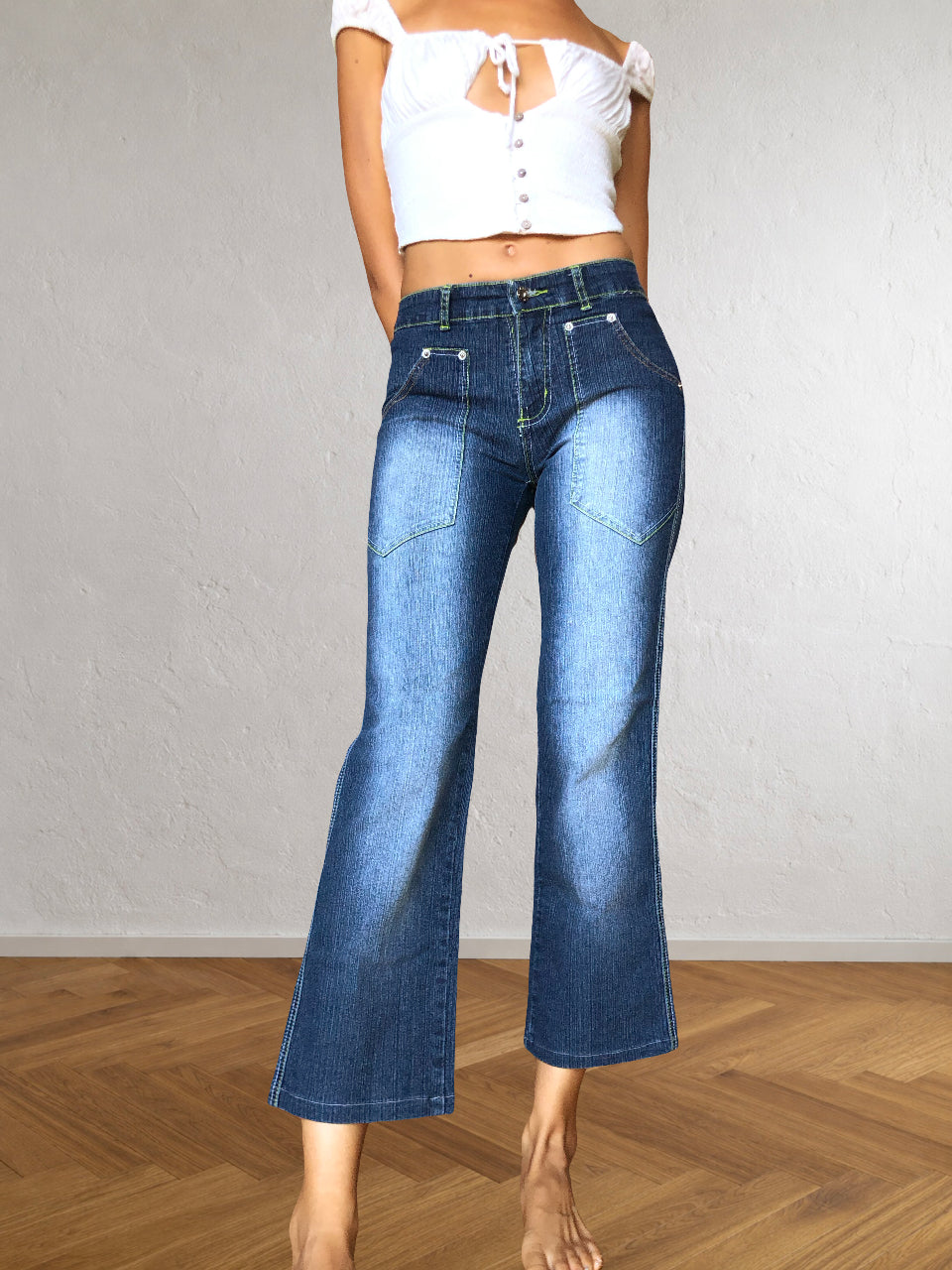 Jeans Vintage anni 2000 Blu sfumati. Zip posteriori