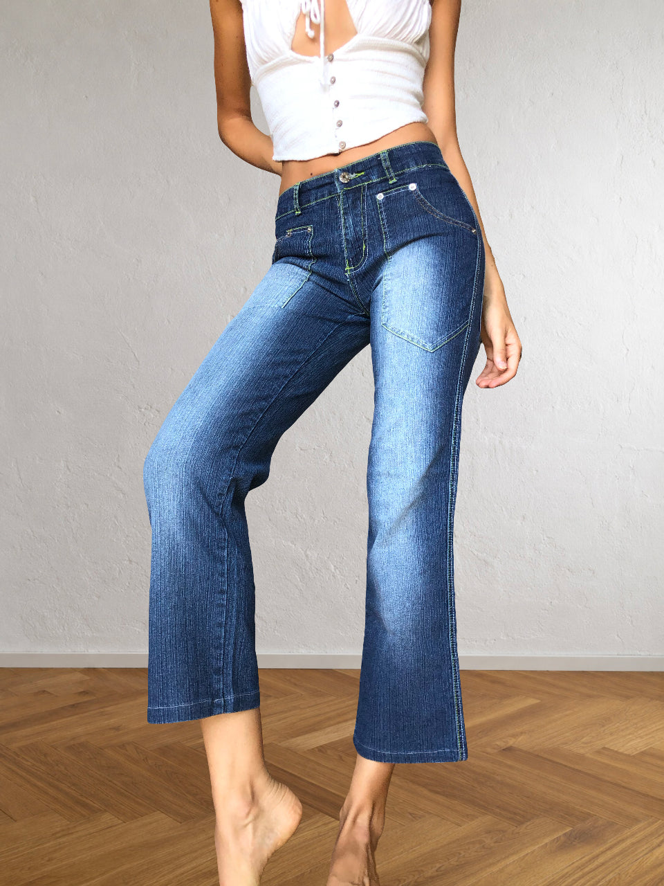 Jeans Vintage anni 2000 Blu sfumati. Zip posteriori