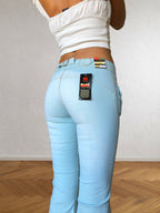 Jean Capri Cargo bleu ciel, taille basse des années 2000