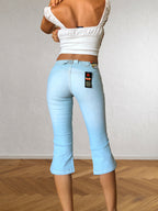 Jean Capri Cargo bleu ciel, taille basse des années 2000