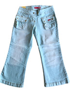 Jean Capri Cargo bleu ciel, taille basse des années 2000
