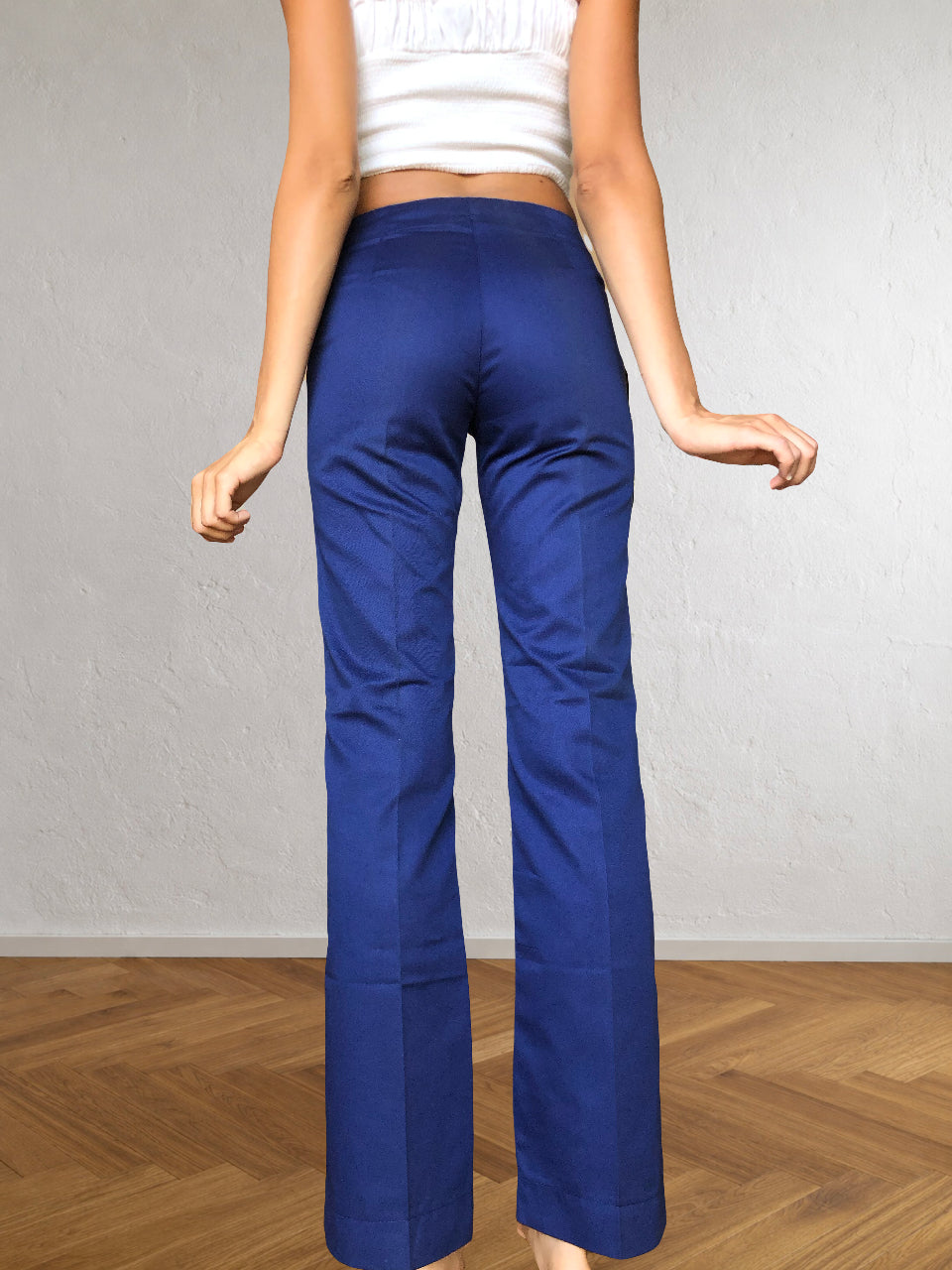 Pantalone Blu Miss Sixty anni 90 Svasato con riga permanente