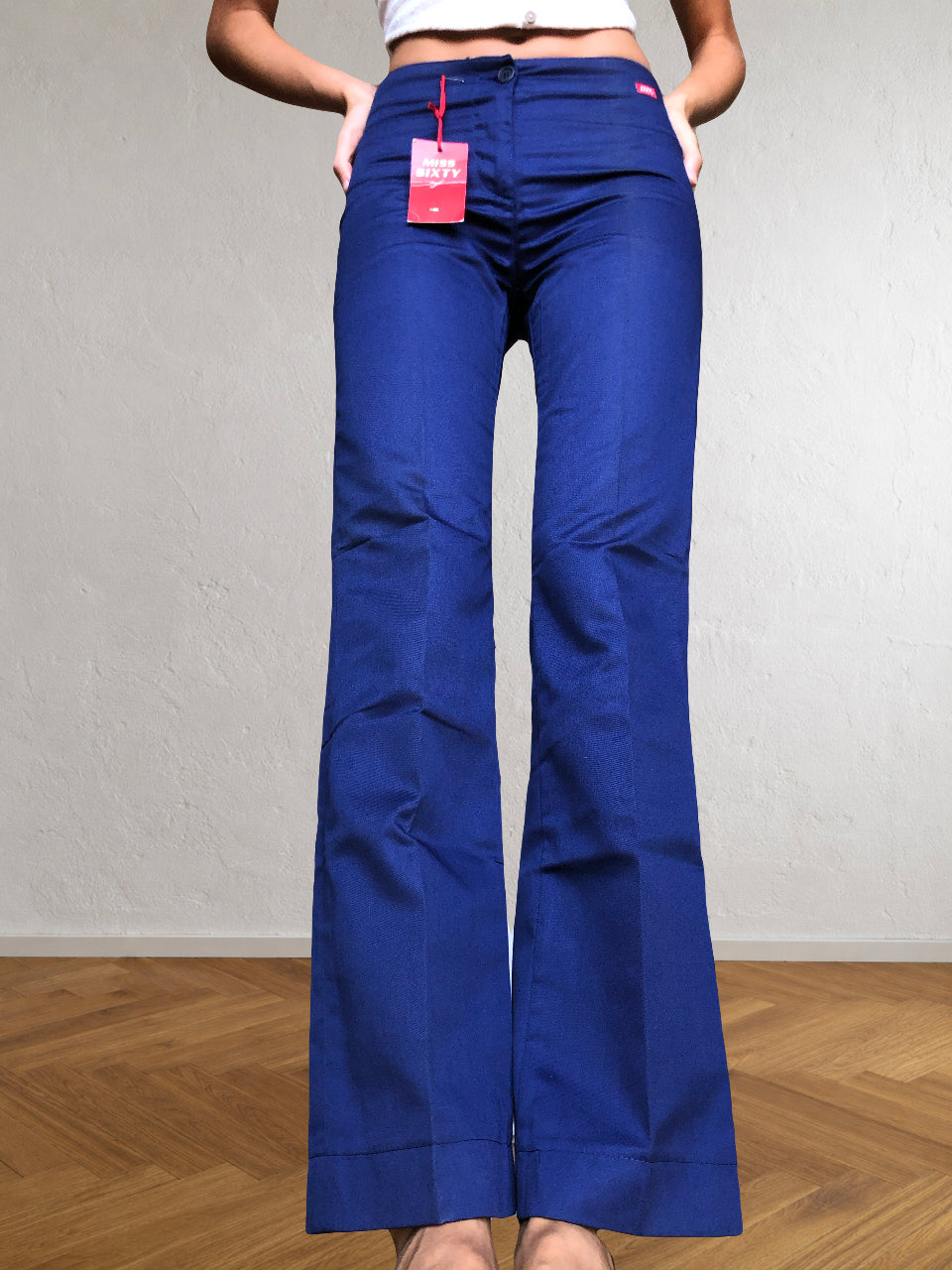 Pantalone Blu Miss Sixty anni 90 Svasato con riga permanente