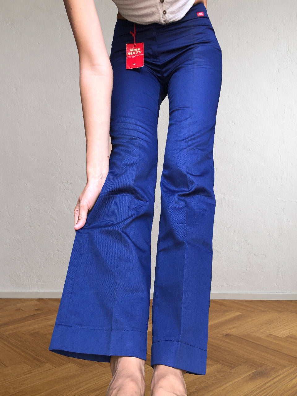 Pantalone Blu Miss Sixty anni 90 Svasato con riga permanente
