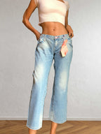 Light-wash 10 FEET Y2K low-rise jeans